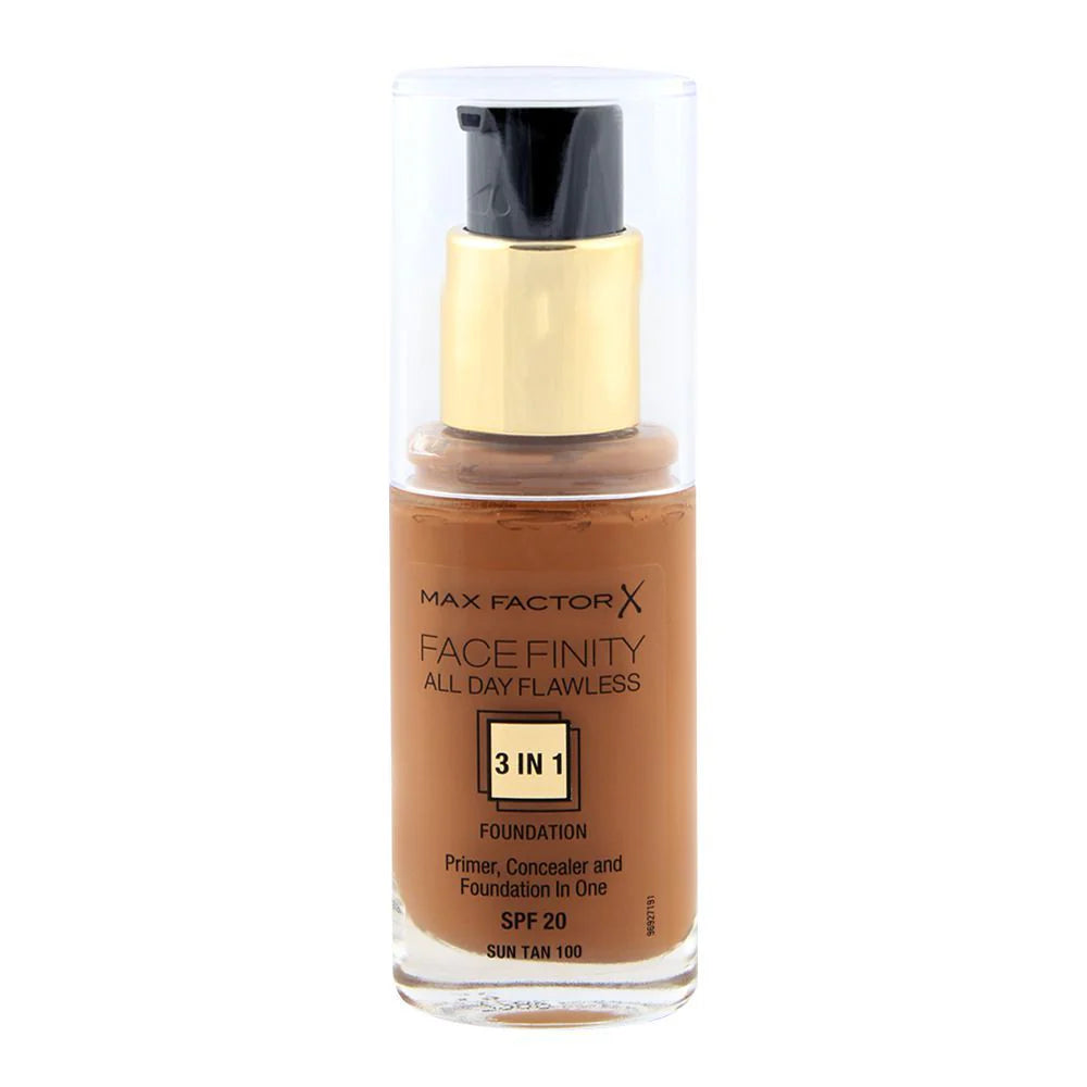 Max Factor Face Finity 3-in-1 Foundation - 100 Sun Tan | a-z cosmetics